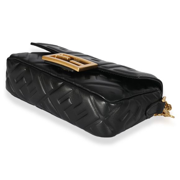 Fendi Black Logo Embossed Mini Baguette - Picture 7 of 8